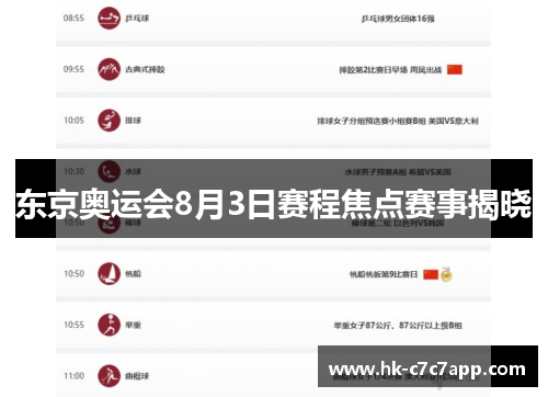 东京奥运会8月3日赛程焦点赛事揭晓